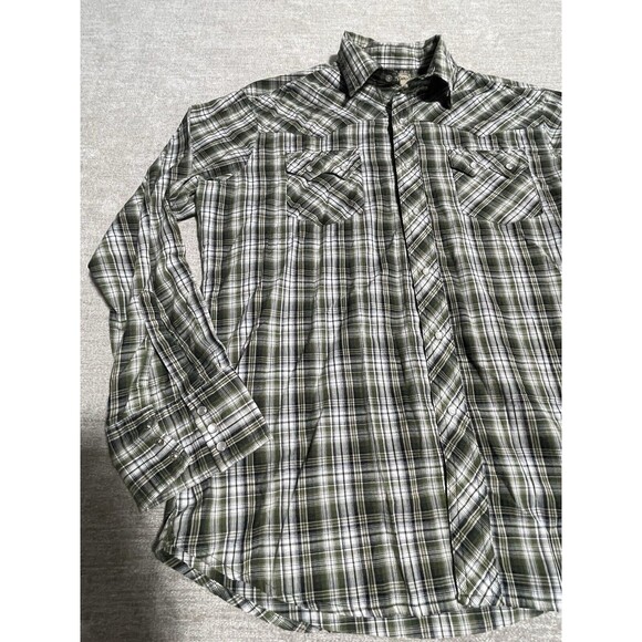 Wrangler Shirt Men’s Large Button Down Plaid Snap Button Long Sleeve Western - Picture 2 of 10